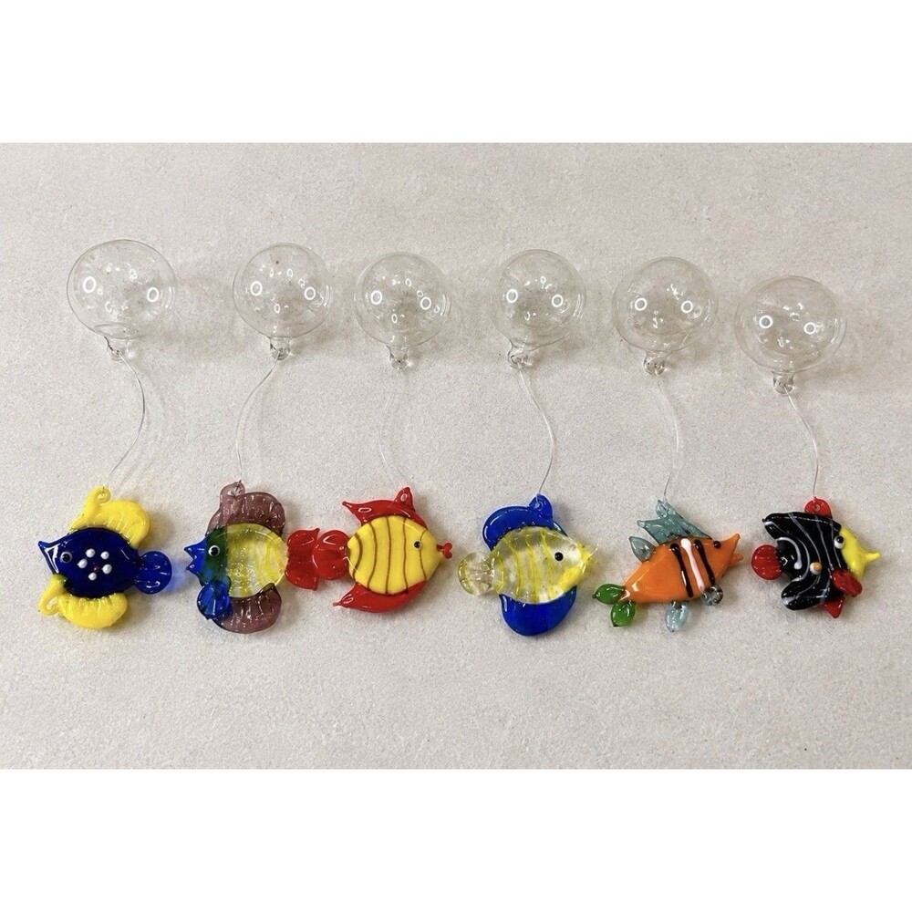 Lot of 7 Vintage Hand Blown Glass Floating Bubble Fish Tank Aquarium Decor